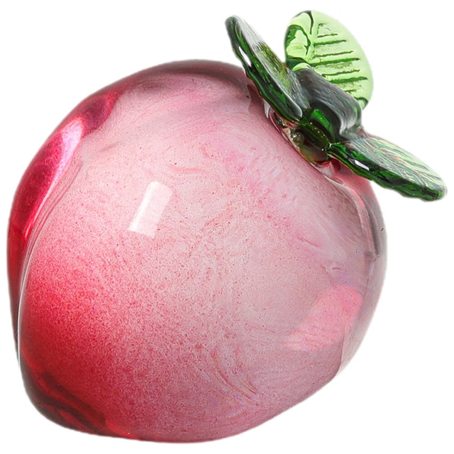 Kristall-Pfirsich-Statue Künstliche Frucht Glasfigur Tisch-Briefbeschwerer