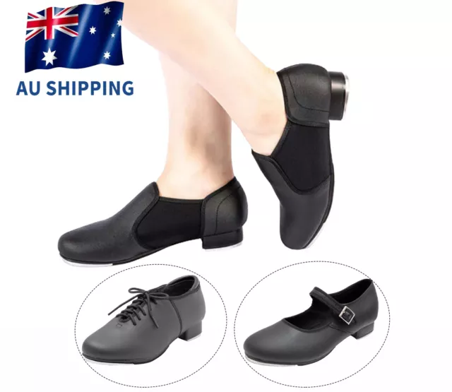 Women and Men's Tap Shoes PU Leather Dance Shoes for Practice Performance