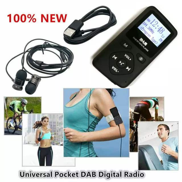 Portable Mini MP3 Earphone DAB Digital Radio Bluetooth 4.0 Personal Pocket FM