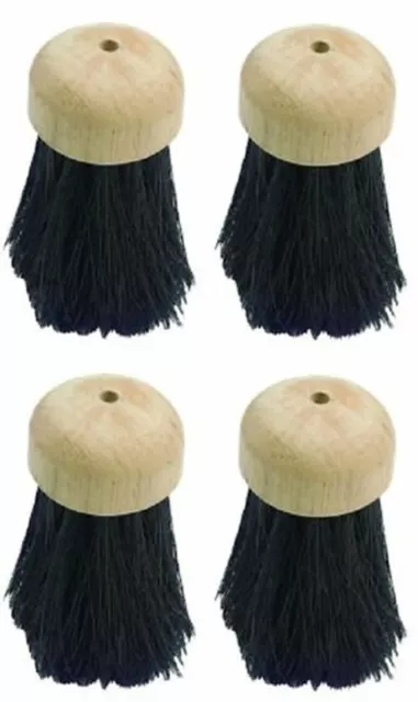 Pack Of 4 Round Wooden Traditional Hearth Brush Fireside Companion Replacement