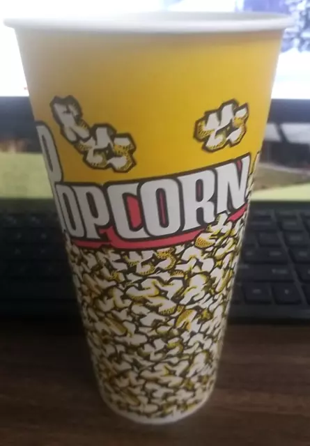 (100 CUPS) STACKABLE 24 oz ROUND POPCORN PAPER CUPS, 6 7/8" TALL PFAS FREE