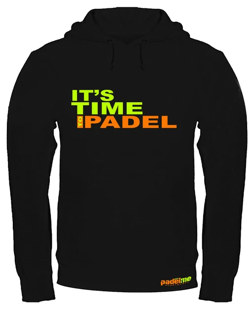 Felpa con cappuccio Padel It's Time To Padel 02 Nera Personalizzabile con Nome