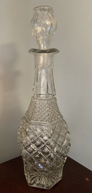 Anchor Hocking Wexford Crystal Glass Decanter Bottle W/Stopper Liquor Wine MCM