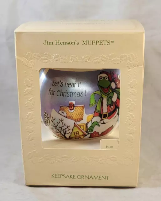 VINTAGE 1981 MUPPETS Hallmark Satin Ornament Kermit Santa Miss Piggy