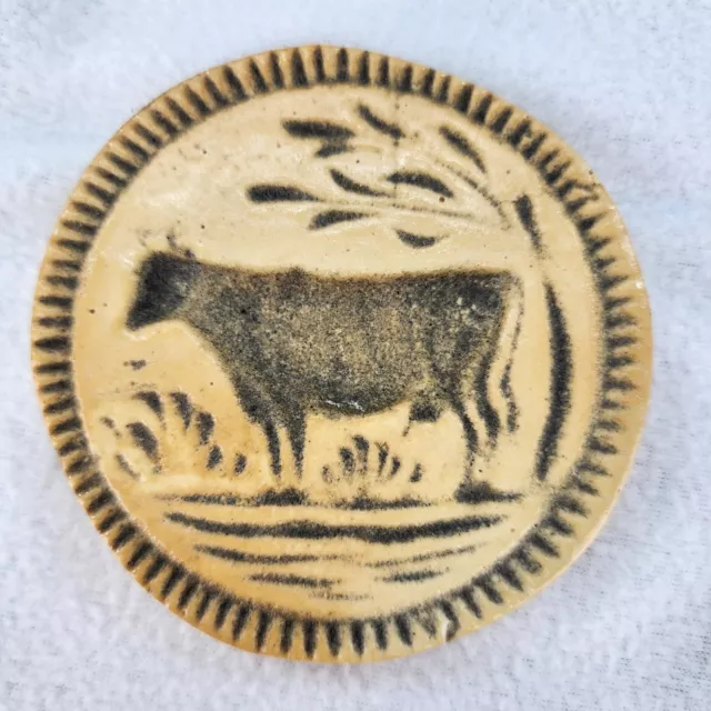 Cow Plaque 3.5" Round Hanging Kitchen Decor Farmhouse Tan 3D Folk Art Country