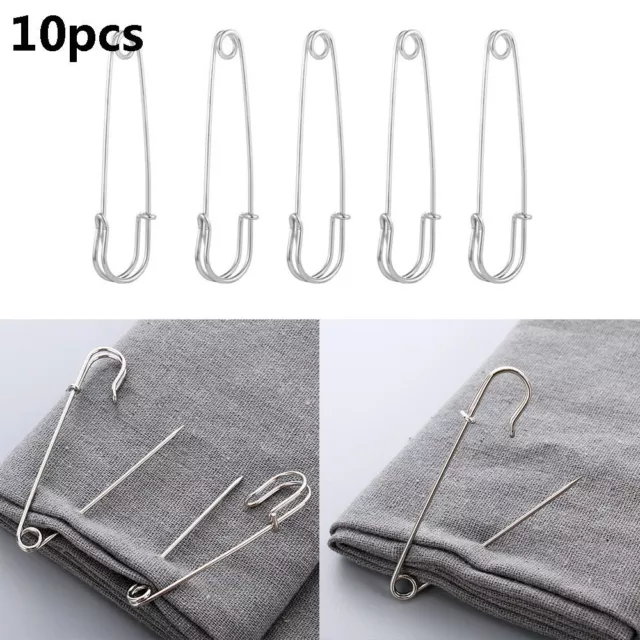 10Pcs Safety Jewelry Accessory Silver Brooch Needle Steel Lock Pin