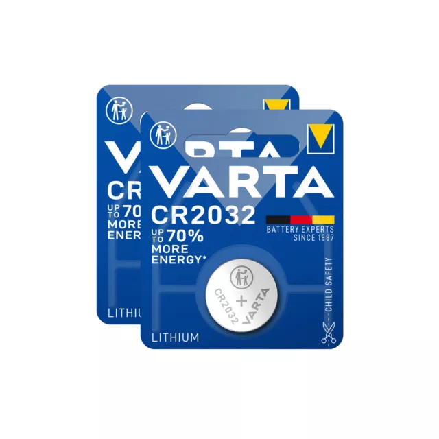 2x Varta Knopfzelle 3V CR2032 1er Blister Neu Batterie Lithium CR 2032