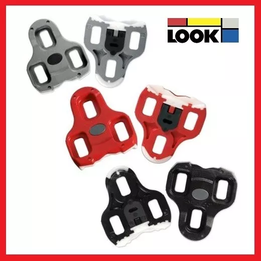 LOOK KEO ROAD BIKE BICYCLE CLIPLESS PEDALS GENUINE CLEATS - (Black / Grey / Red)