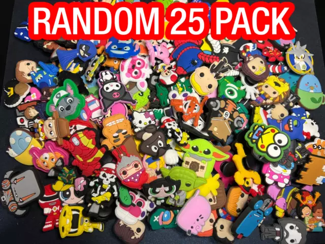 25 RANDOM PACK - High Quality Hand Picked Shoe Charms Anime Cartoon Kids Color