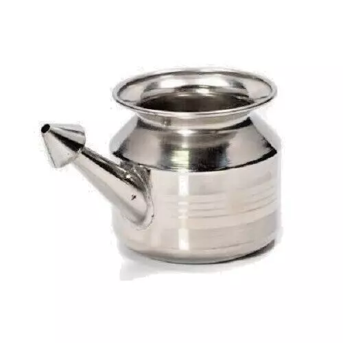 Stainless Steel Ayurvedic Jal Neti Pot for Sinus Congestion and Nasal Cleansing