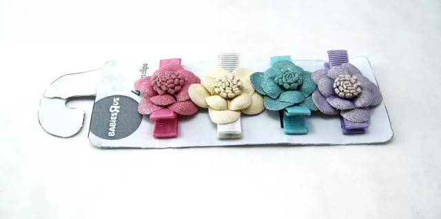 Babies R Us package of 4 Flower Salon Hair Clips New in package