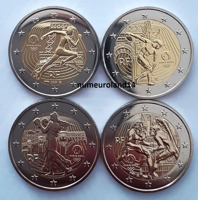 DISPO Les 4 pièces 2€ France 2021 à 2024 Commémo. Jeux Olympiques