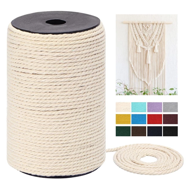 Cuerda de macramé de algodón natural de 3 mm x 109 yardas (328 pies)