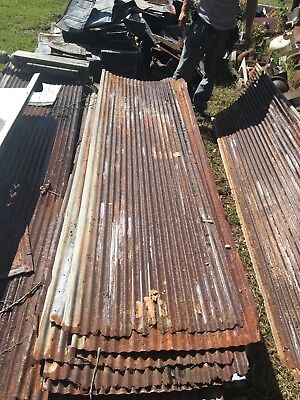 ONE Vintage 8 ft Corrugated Roof Panel Tin Old Rusty Metal PICK UP ONLY  105-18J 2