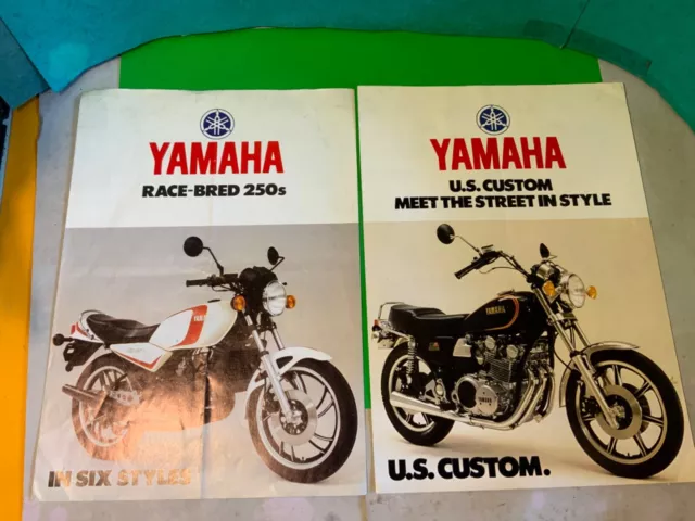 Motorcycle advertising leaflets,Yamaha race-bred 250s,US custom,mitsiu machinery