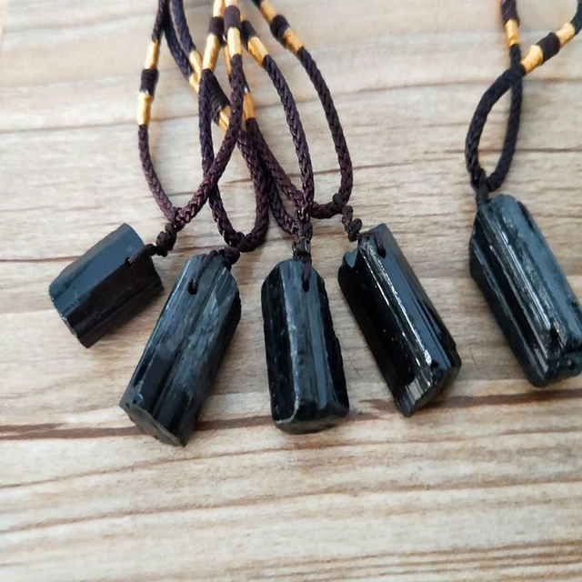 Natural Crystal Black Tourmaline Stone Pendant Necklace NEW Healing Reiki I8K9 2