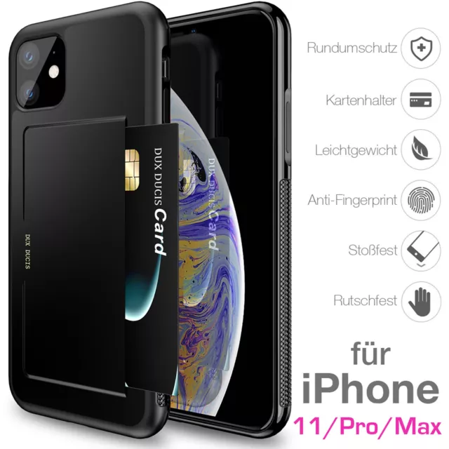 iPhone 11 / Pro / Max Schutz Hülle Hybrid Soft Touch Kartenslot schwarz 🔥
