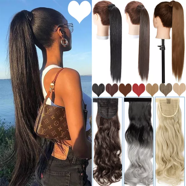 UK Long Thick Ponytail Clip In Pony Tail Soft Natural Hair Extensions As Human