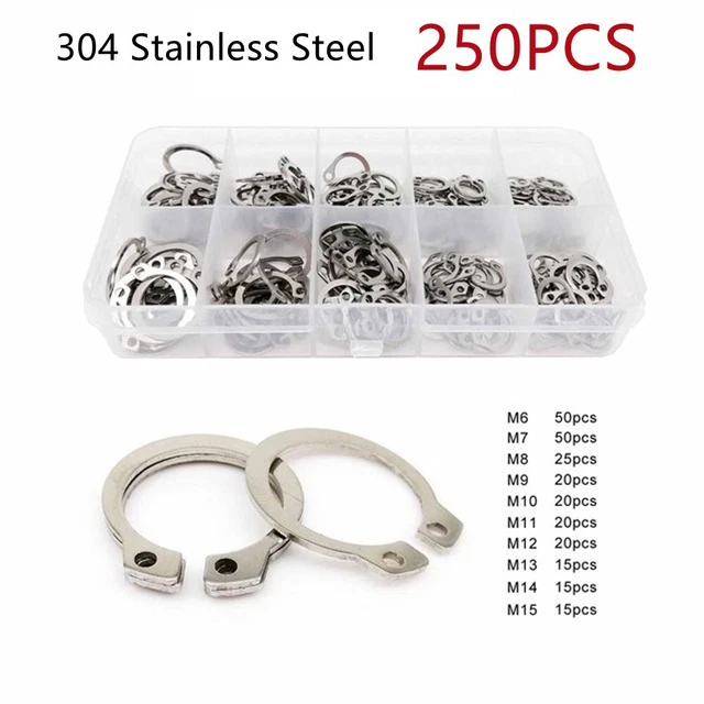 Light Equipment Circlip External Stainless Steel 250pc/Set External Circlip