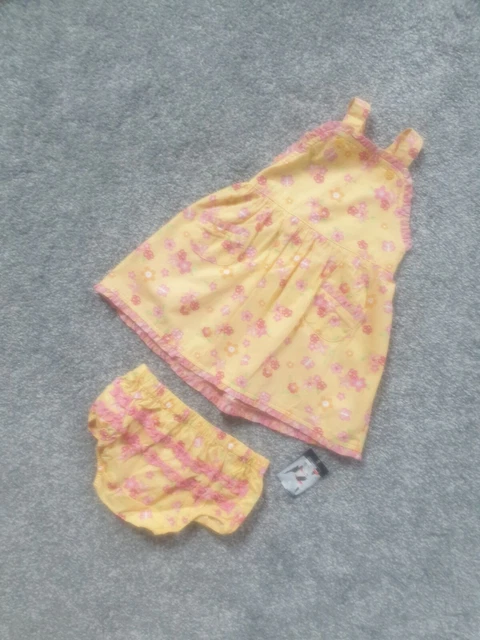 Baby Girls Dress Knickers Set 6-9 Months Orange Pink Frills Floral ruffle bum A