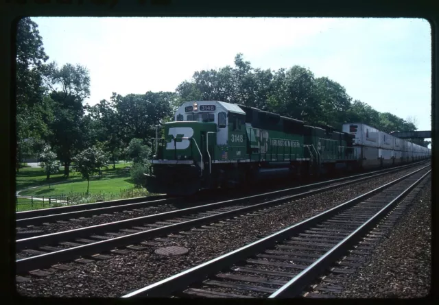 Railroad Slide - Burlington Northern #3148 Locomotive 1992 Hinsdale Illinois
