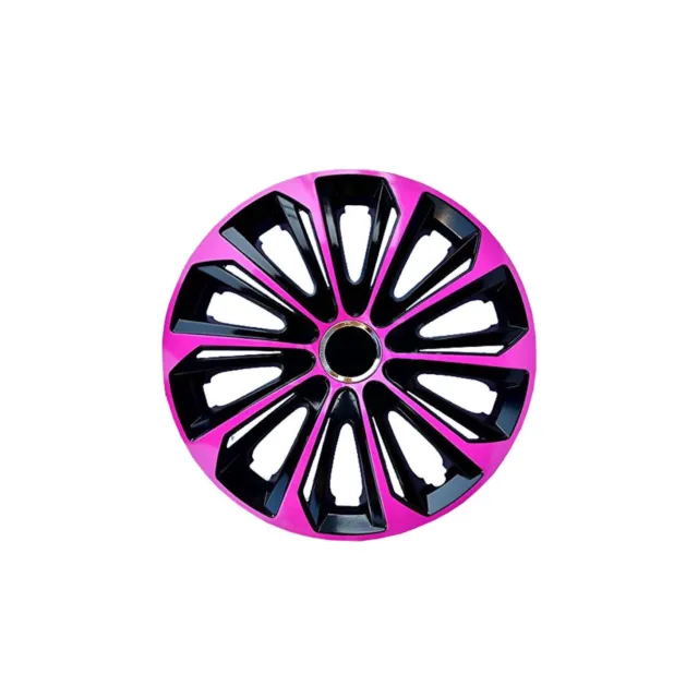 14" Hubcaps Universal Wheel Covers Trims Car 4 PCS Set ABS Durable Pink & Black
