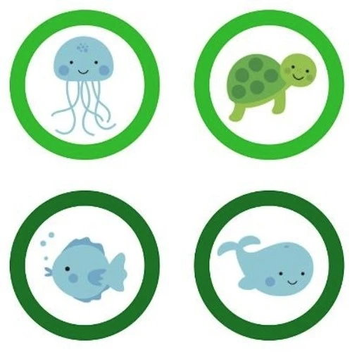 UNDER THE SEA Animals {Green} Edible Cupcake Toppers Decoration £7.27