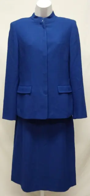Kasper Womens Royal Blue 2 Piece Business Lined Skirt Suit Blazer Size 4