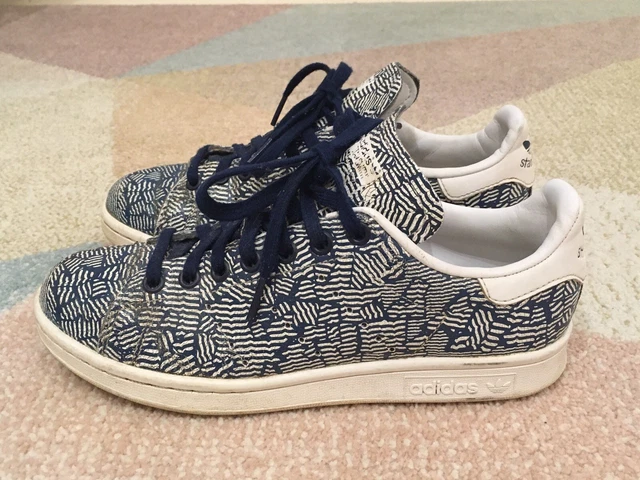 ADIDAS STAN SMITH Navy Blue White Limited Edition Print Trainers 5