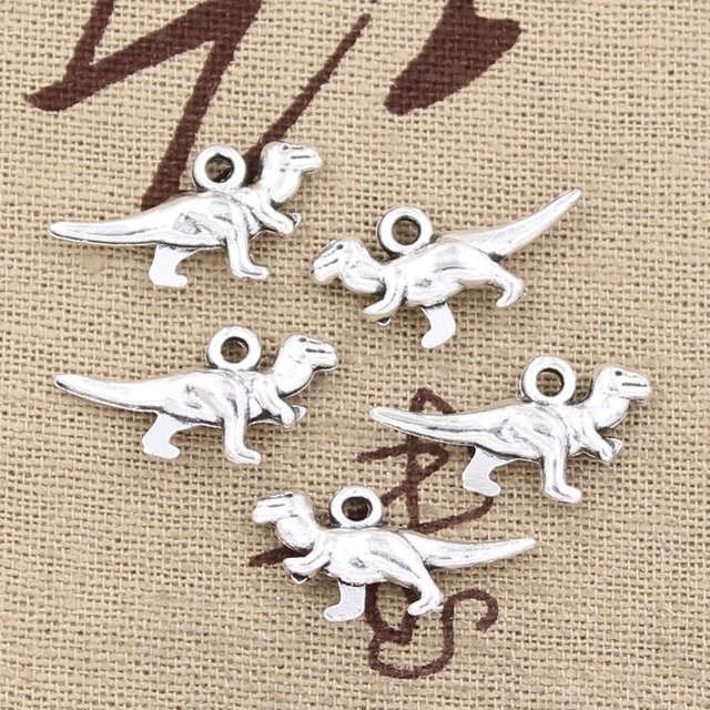 25Pcs Dinosaur Charms 20x12mm Animal Pendants Bronze Silver Color Jewelry Charm