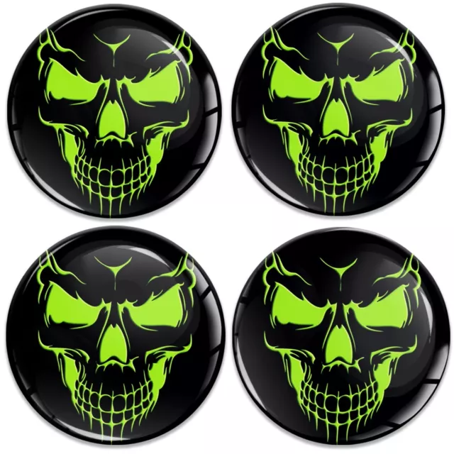 4 x 55mm Silicone Stickers For Wheel Center Centre Hub Caps Badge Skull Toxic