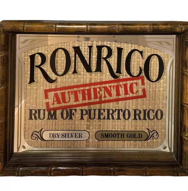 Ronrico Rum Bar Sign, Mirror. Authentic. Puerto Rico. Dry Silver, Smooth Gold