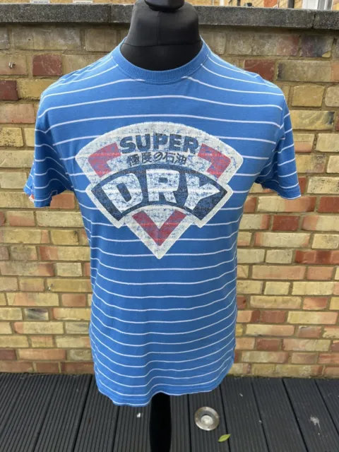 SUPERDRY Mens T-Shirt  Stripe  Size M Blue Vintage - Pics For Specs