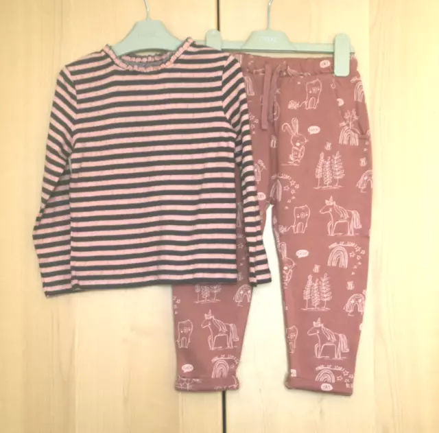 Next Girls Pink  Pointelle Top & Pink  Character Joggers  Age 3-4 Years BNWT