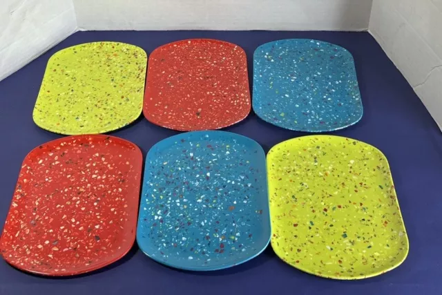 Set of 6 ZAK! DESIGN 8.5”x6.5” Melamine Confetti Oval Salad/snack Plates - 2006