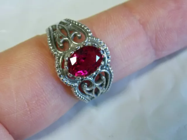 Red Lab Ruby Size 6.5 Ring 925 Sterling Silver Vintage Royal Style USA Made