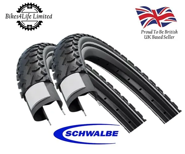 2 x Schwalbe Land Cruiser Plus 26 x 2.0 Cycle Tyres (50-559) Reflective Walls