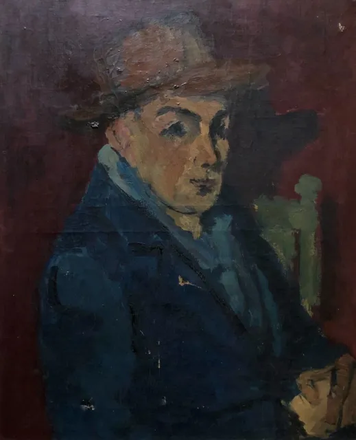 Cuadro antiguo, Retrato de un hombre con sombrero, Óleo sobre lienzo,...