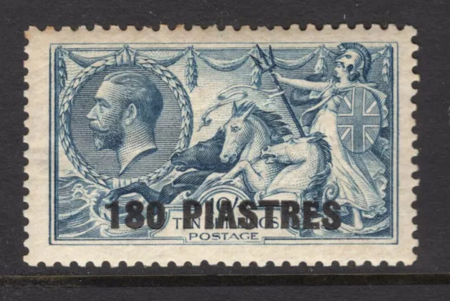 M23497 British Levant 1921 SG50 KGV: 180 pi on 10/- dull grey blue LMM, Cat £55