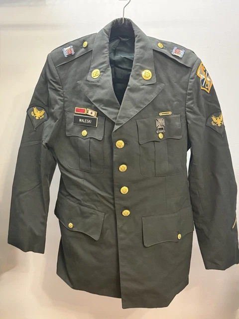 U.S. ARMY GREEN Class A Uniform Coat Waleski 1981 w/ Patches & Pins £72 ...