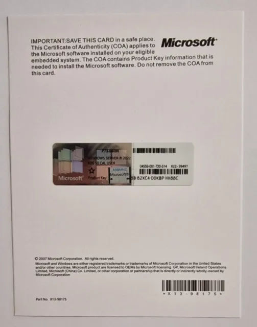 50 RDS CAL de usuario Windows Server 2022 CAL de servicios de escritorio remoto CAL