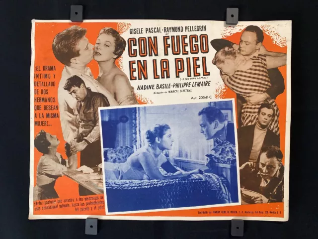 1954 Le Feu dans la peau GISELE PASCAL France Authentic MEXICAN LOBBY CARD 16x12
