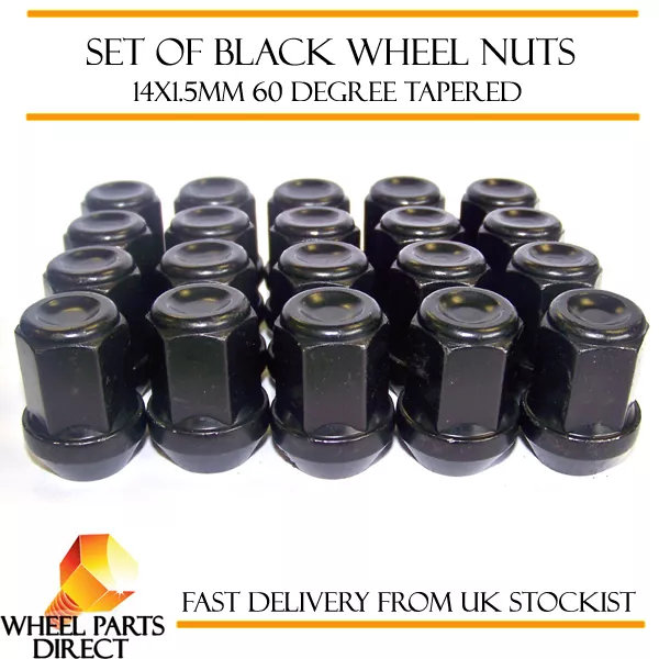 Alloy Wheel Nuts Black (20) 14x1.5 Bolts for Land Rover Discovery [Mk2] 98-04