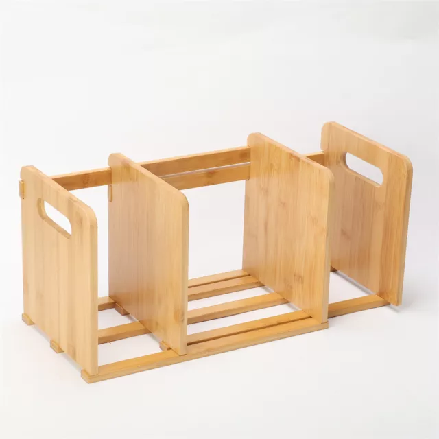 Expandable Bamboo Desktop Storage Rack Bookshelf Table Top Bookcase Organizer UK