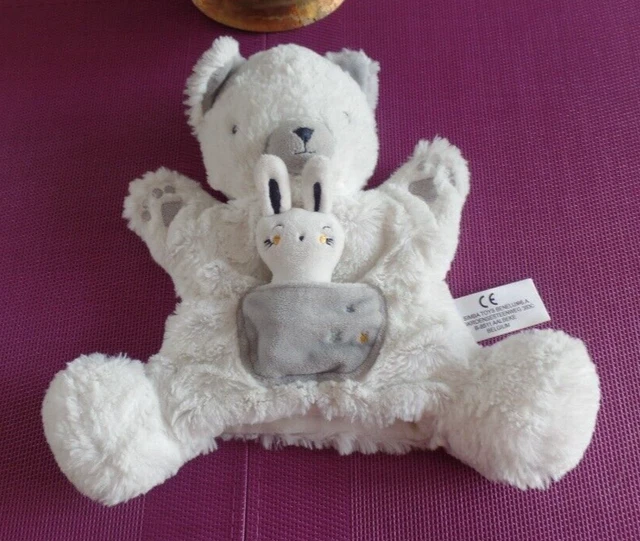B16G / doudou marionnette chat blanc gris lapin SIMBA TOYS