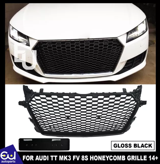 For Audi Tt Mk3 Fv 8S 2014+ Front Grille Rs Honeycomb Mesh Style Gloss Black