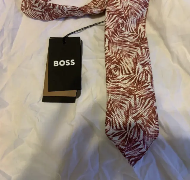 $138 HUGO BOSS BLACK LABEL Woven linen/Silk Tie Italy