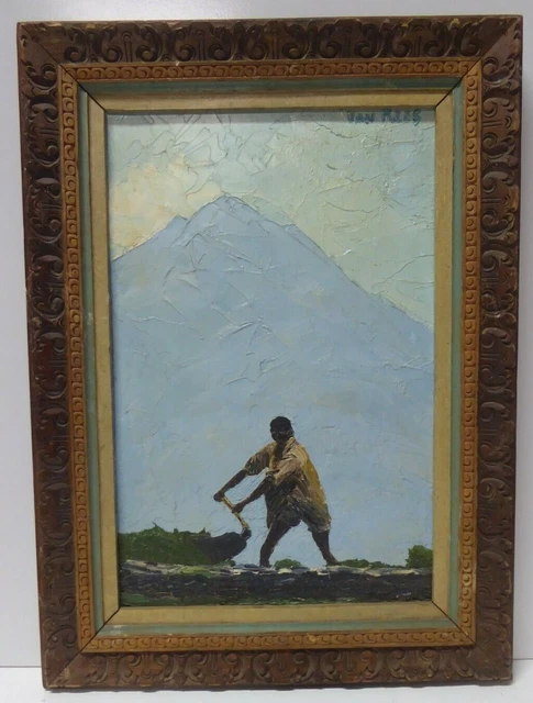 ORIGINAL OTTO VAN Rees Oil On Board Painting Man Working In Fields ...