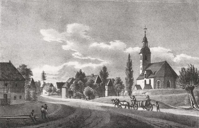 KLEINSCHÖNAU / Sieniawka - Sachsens Kirchen-Galerie - Lithographie 1840