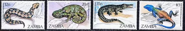 Zambia 1984 Rettili MNH Lucertole,Serpenti,Chameleon,Crocodiles